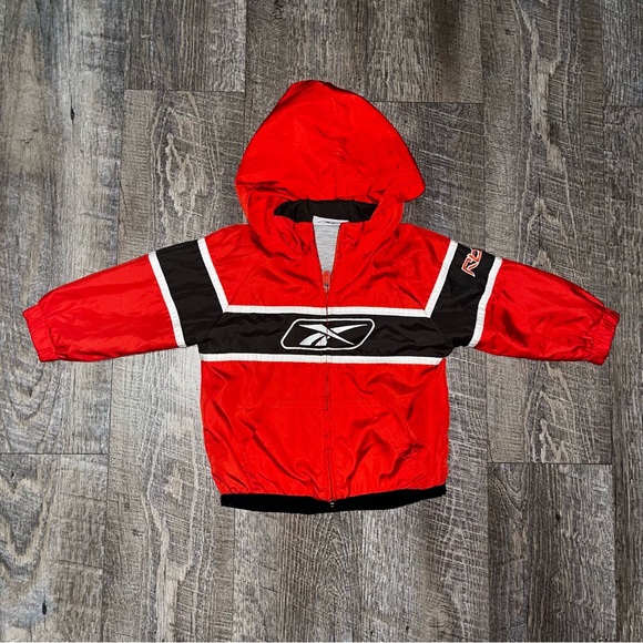 Vintage Reebok Lightweight Windbreaker Jacket Toddler Baby Size 18M Orange Brown - Picture 1 of 7
